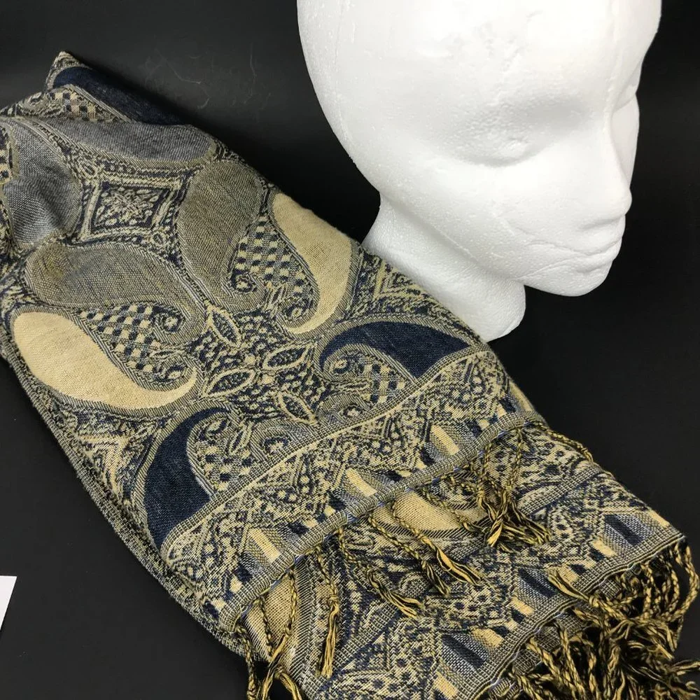 blue/gold oversized shawl/scarf